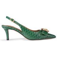 Kurt Geiger London Women's 'Kgl Mayfair Sling Sm Egl' Snake Print Heels in Dark Green | Size: 5