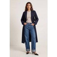Urban Bliss Women's Stripe Trench Coat in Navy | Size: 14