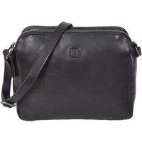 House of Leather Women's Womens Real Leather Cross Body Bag Mid Size Organiser Bag Sicyon Black | Size: Medium