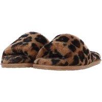 Fenland England Women's 'Suzy' Real Sheepskin Fur Fluffy Sliders in Dark Brown | Size: 6
