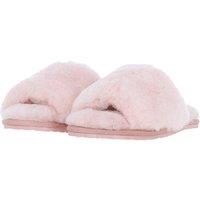 Fenland England Women's 'Suzy' Real Sheepskin Fur Fluffy Sliders in Pink | Size: 6