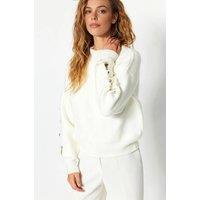 WOVCOR Women's Soft Textured Knit Sweater With Button Detailing in White | Size: Large