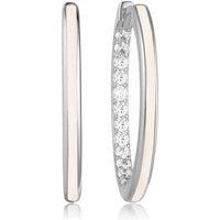Gold Trip Women's Large Nude Enamel Hoop Earrings in Silver