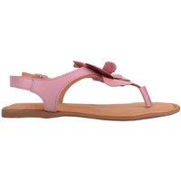 ABSOLUTE FOOTWEAR Women's Slip On Leather Floral Buckle Fastening Summer Flip Flop Sandal Shoes in Pale Pink | Size: 7
