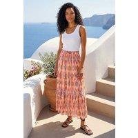 Roman Women's Diamond Contrast Foil Print Skirt in Coral | Size: 12