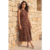 Roman Women's Brush Stroke Panel Midi Dress in Chocolate | Size: 14