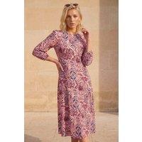 Roman Women's Petite Abstract Print Midi Dress in Pink | Size: 16