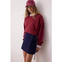 WOVCOR Women's Lace-Up Woven Mini Skort with Eyelet Detail in Navy | Size: 6