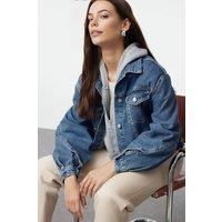 WOVCOR Women's Women's Washed Button Up Denim Jacket in Blue | Size: Small