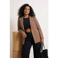 WOVCOR Women's Single Button Tailored Blazer Jacket in Taupe | Size: 16