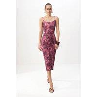 WOVCOR Women's Floral Bodycon Square Neck Sleeveless Knitted Dress in Purple | Size: XS