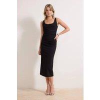 WOVCOR Women's Scoop Neck Sleeveless Bodycon Midi Dress in Black | Size: 10