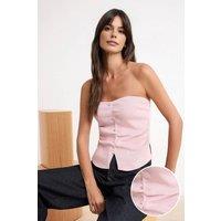 WOVCOR Women's Pearl Embellished Strapless Fitted Knit Blouse in Pink | Size: Large