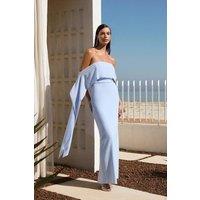 WOVCOR Women's Carmen Neckline Long Evening Gown in Light Blue | Size: 14