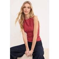 WOVCOR Women's Fitted Sleeveless Textured Knit Blouse in Rose | Size: Medium
