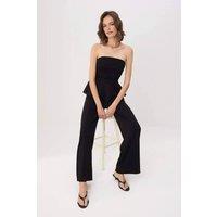 WOVCOR Women's Peplum Sleeveless Wide Leg Soft Touch Co-ord in Black | Size: Medium