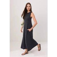 WOVCOR Women's High Neck Sleeveless A-Line Midi Dress in Dark Grey | Size: Small
