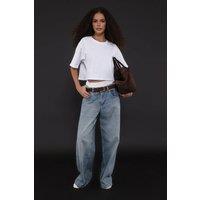 WOVCOR Women's Relaxed Fit Crew Neck Crop T-Shirt in White | Size: Medium