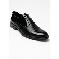 SIRRI Boy's Kids Derby Patent Dotted Lace Up Dress Shoes in Black | Size: 6.5
