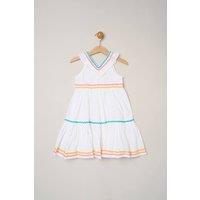 Miss Ric Rac Trim Frill Dress in White | Size: 5 Years
