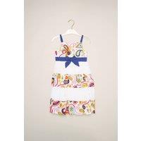 Miss Girl's Paisley Print Strappy Dress in White | Size: 4 Years