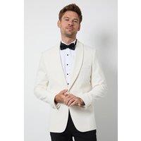 Burton Men's Ivory Shawl Collar Slim Fit Tuxedo Jacket in Off-White | Size: 44R