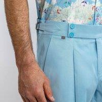 CLAUDIO LUGLI Men's Cotton Fitted Chino Shorts in Blue | Size: 32