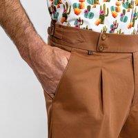 CLAUDIO LUGLI Men's Cotton Fitted Chino Shorts in Brown | Size: 32