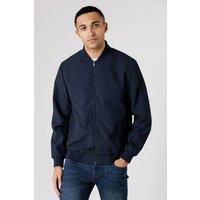 Tokyo Laundry Men's Seersucker Bomber Jacket with Zip-Up & Side Pockets in Navy | Size: Large