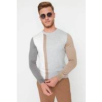 WOVCOR Men's Men's Crew Neck Colour Block Knit Sweater | Size: Medium