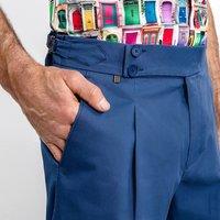 CLAUDIO LUGLI Men's Cotton Fitted Chino Shorts in Navy | Size: 34