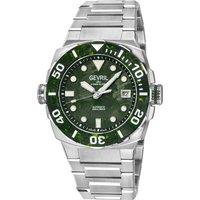 Gevril Men's Sellita SW200 Fortuna Black/Green Carbon Bezel dial, 316L SS Watch in Silver