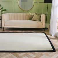 OHS Contrast Border Non Slip Tufted Hallway Runner Rug Floor Carpet in Cream | Size: 80 cm x 150 cm