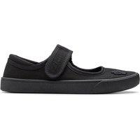 Clarks Hopper Go Black Fabric Canvas, Riptape, School Shoes | Size: 10.5-Wide Fit