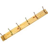 BARGAINS-GALORE 6 Wooden Door Hook Pine Storage Hanging Coat Rack Screw On Wall Mount in Light Brown