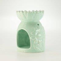 Serenityy Ceramic Sunflower Oil Burner - Pastel Green in Pale Green