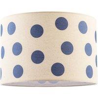 Happy Homewares Modern Dusty Amparo Blue Linen Fabric Polka Dot Design Drum Lamp Shade | Size: 12 inches