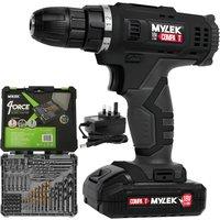 MYLEK Cordless Drill MYW09 with 50 Piece Accessory Kit in Black