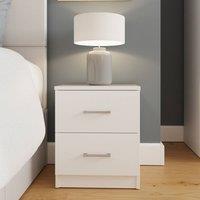 GFW Bailey 2 Drawer Bedside Table in White
