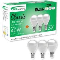 BELL Lighting E14 LED Golf Ball Bulb Dimmable Warm White 470lm 4.7W Small Screw | Size: Pack of 6