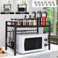 SPETLEK 2 Tier Microwave Oven Expandable Rack Shelf in Black | Size: 0.6m2