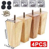 SPETLEK Set of 4 Wooden Legs Square Tapered Feet 15cm in Natural | Size: 10000mm x 520mm