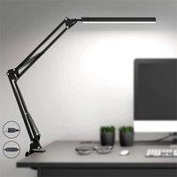 Ventryn LED Swing Arm Clamp Desk Lamp Dimmable Adjustable in Black