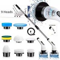 NESTLUNE 9 in 1 Electric Spin Scrubber Handheld Cleaning Brush in White | Size: 100 cm x 15 cm