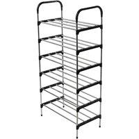 FLAVORA 6 Tire Shoe Footwear Rack Display Stand Shelf Storage Organiser in Black | Size: 100 cm x 100 cm