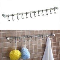 EONLION 12 Hooks Stainless Steel Kitchen Utensil Rack in Silver | Size: 0.5m x 1m