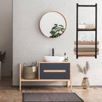 EONLION Wall Mounted Towel Rack Metal Storage Shelf Holder Rail in Black