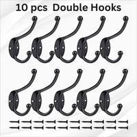 EONLION 10pcs Black Coat Hooks Wall Mounted | Size: 500mm