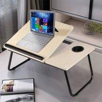 Kelvenix Folding Laptop Table White Maple Color in Beige | Size: 0.6m2