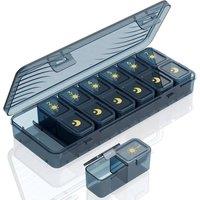 VOGREX Pill Organizer 2 Times a Day Portable Travel 7 Day Lightproof Pill Box in Blue | Size: Medium